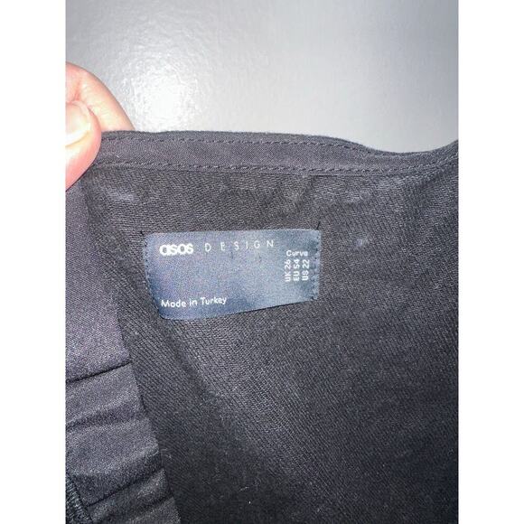 Size 22 ASOS DESIGN denim fitted pinny dress in washed black - Picture 4 of 5